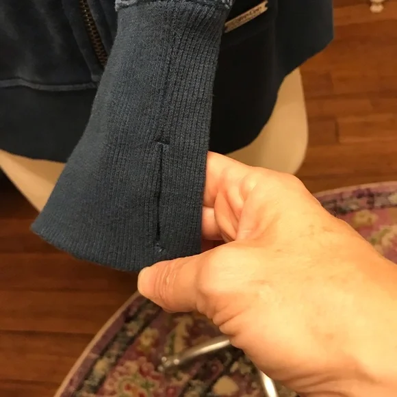 Calvin Klein Performance! Dark Blue Velour Zip Up Hoodie - Picture 5 of 13